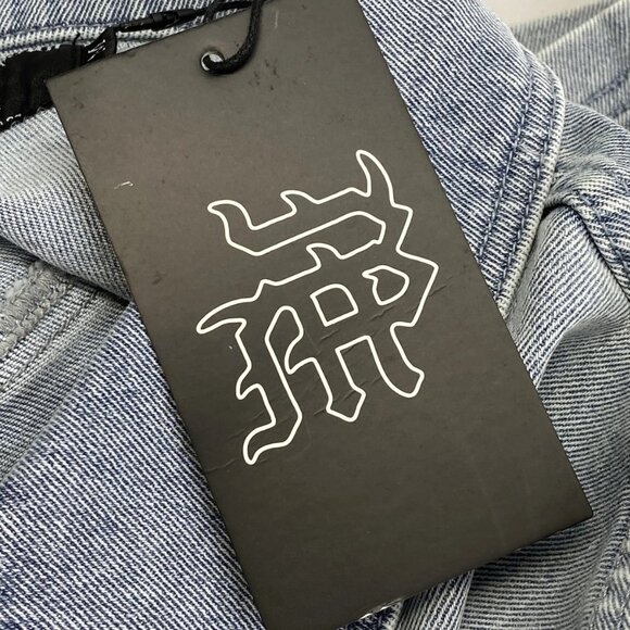 NEW MIXED EMOTION Paisley Denim Short-Sleeve Snap-Down Shirt – Blue – Size M - Picture 9 of 15